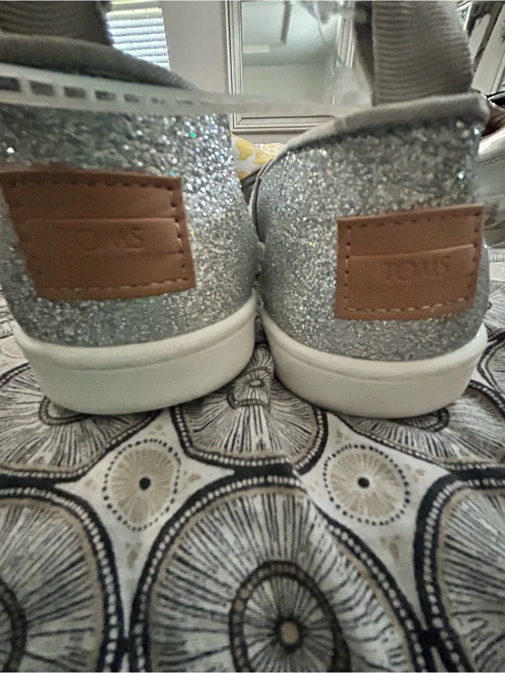 TOMS Silver Glitter Alpargata Loafers